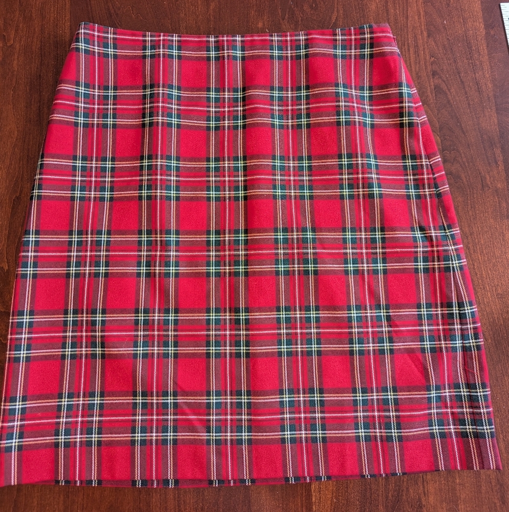 Talbots Red Plaid A-Line Skirt
